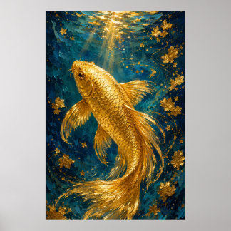 Golden Koi Serenity | Luxury Underwater Gold Poster