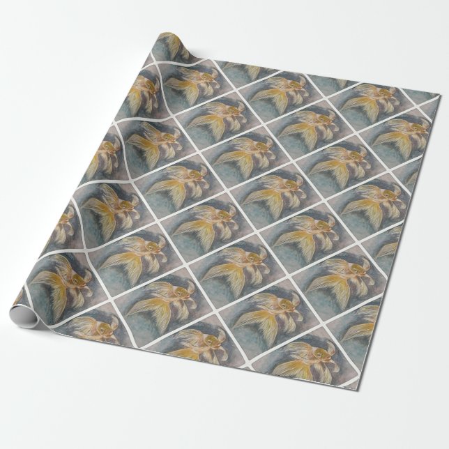 Golden Koi Wrapping Paper (Unrolled)
