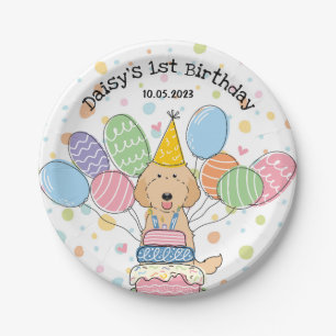 Golden Labradoodle Dog Birthday Party Paper Plates