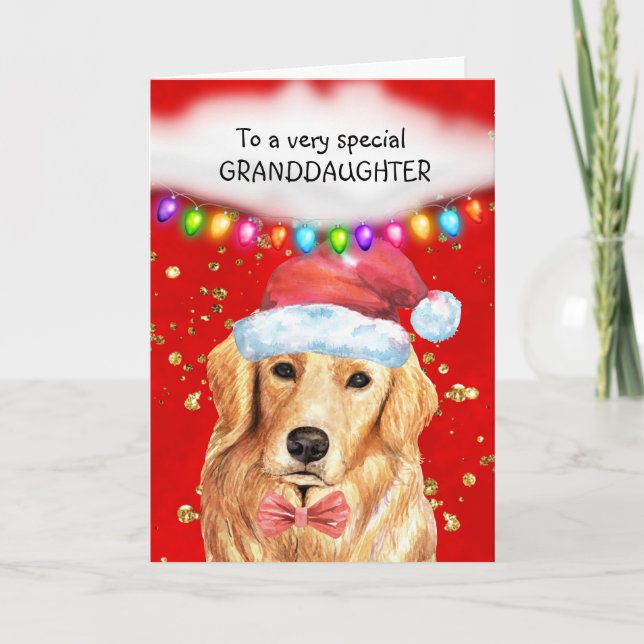 Golden Labrador granddaughter cute Xmas wishes Card (Front)
