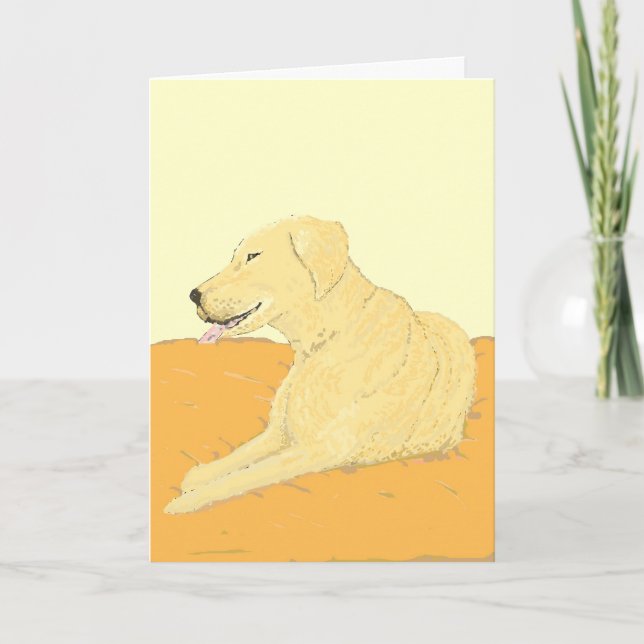Golden Labrador on a Cushion Card (Front)