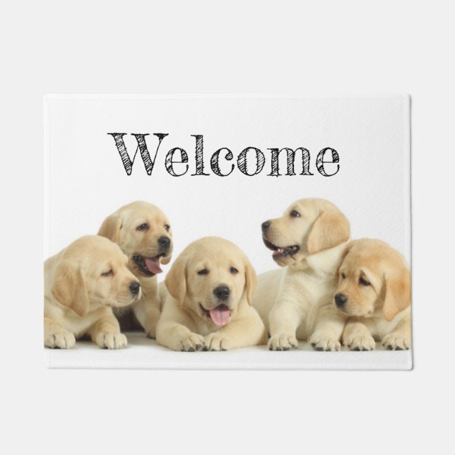 Golden Labrador Puppy Pile Doormat (Front)