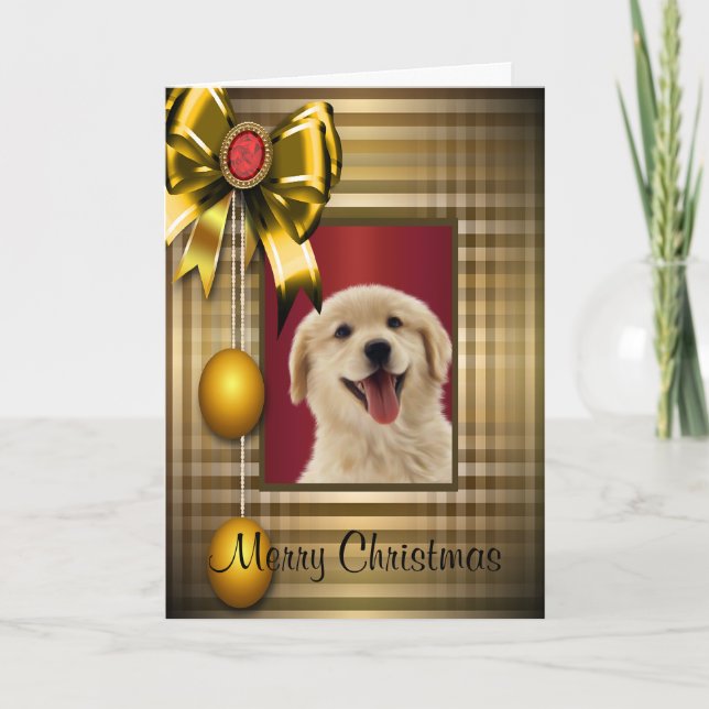 Golden Labrador Retiever Christmas Holiday Card (Front)