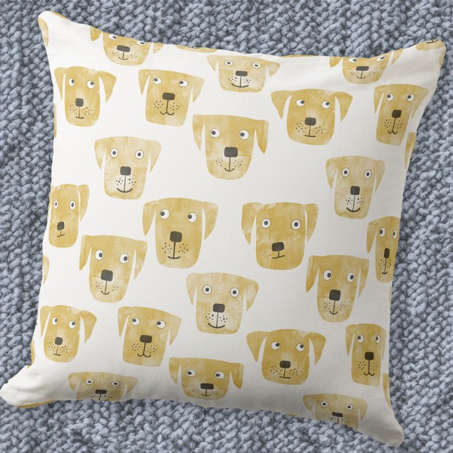Golden Labrador Retriever Dog Cushion (Golden Labrador Retriever dog pattern throw pillow)