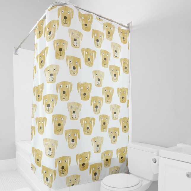 Golden Labrador Retriever Dog Fun Shower Curtain (Golden Labrador Retriever dog fun shower curtain)