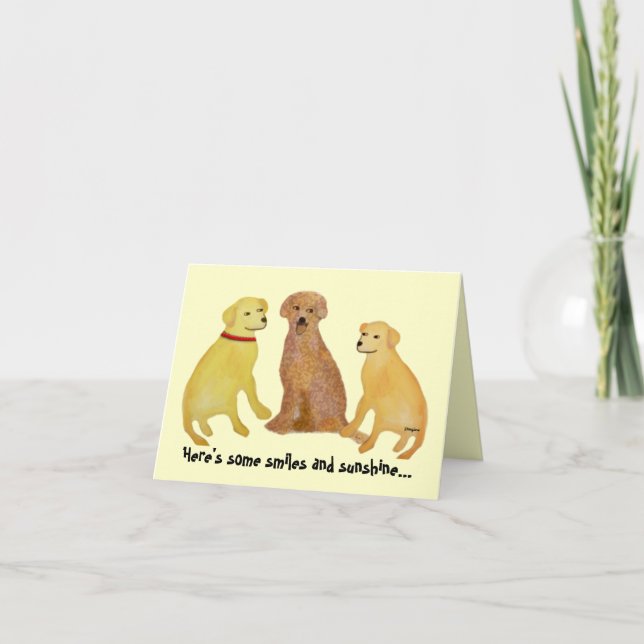 Golden Labrador Retrievers Get Well Card (Front)
