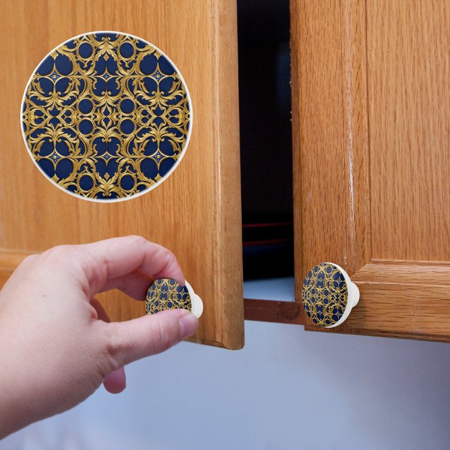 Golden Lace on Saphire Blue Ceramic Knob (Creator Uploaded)