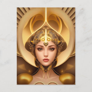 Golden Lady Cyborg Postcard