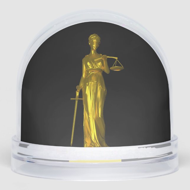 Golden Lady Justice on Black Snowglobe (Front)