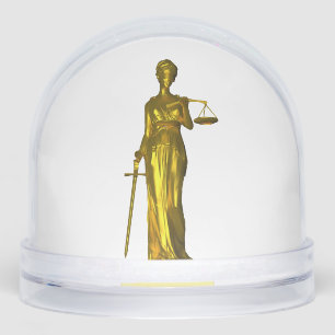 Golden Lady Justice on White Snowglobe