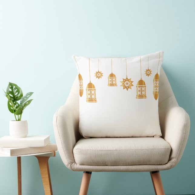 Golden Lanterns & Stars Pillow (Chair)