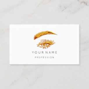 Golden Lashes Brows Makeup Logo White Minimalism Business Card