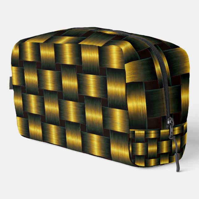 Golden Lattice Black and Gold Dopp Kit (Right Corner)
