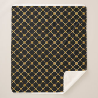 Golden Lattice Elegance Sherpa Blanket