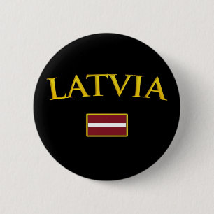 Golden Latvia 6 Cm Round Badge