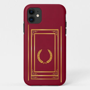 Golden Laurel in Rectangular Frame on Brown Case-Mate iPhone Case