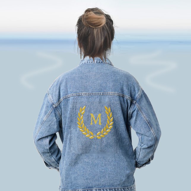 Golden Laurel Wreath and Monogram  Denim Jacket (Creator Uploaded)