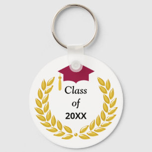 Golden Laurel Wreath Class of 20XX Key Ring