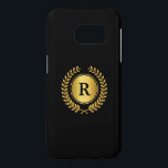Golden Laurel Wreath Men's Professional<br><div class="desc">A custom monogrammed professional looking design with a golden laurel wreath and custom monogram over a black background. Insert your monogram or other text in place of the sample monogram shown.</div>