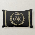 Golden Laurel Wreath Monogrammed Logo Pillow<br><div class="desc">Click "Customise It" to change background colour. Laurel wreath and crown logo. Enter your initials and year established.  Cool special occasion/birthday/holiday gift.</div>