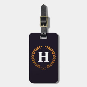 Golden Laurel Wreaths Monogram Luggage Tag