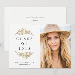Golden Laurels Graduation Party Photo Invitation