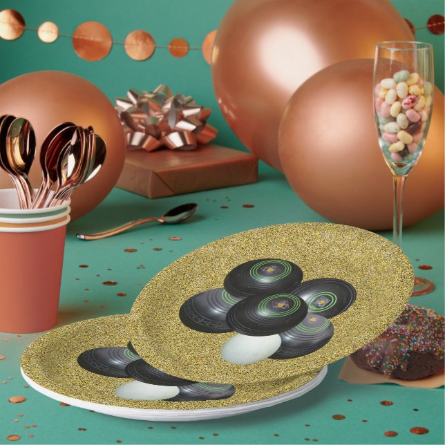 Golden Lawn Bowls, Paper Party Plates (Multi)