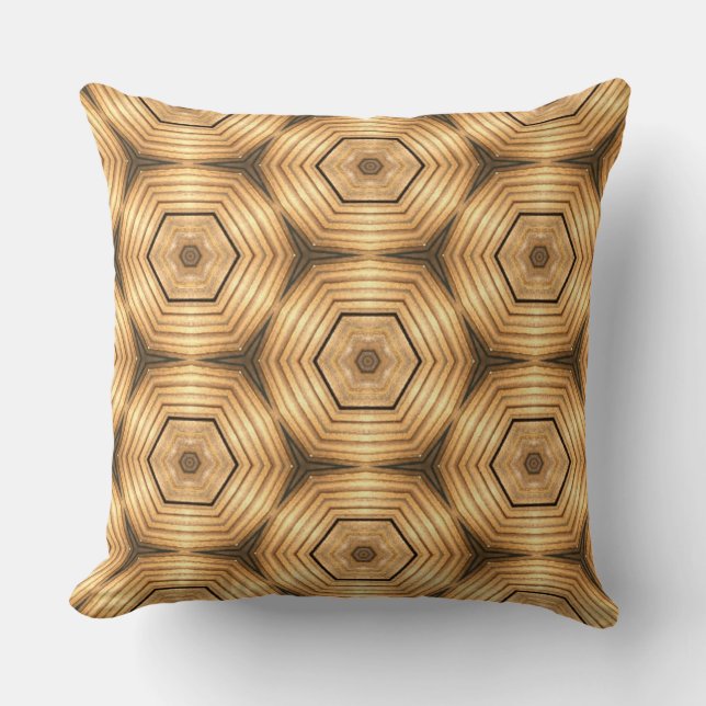 Golden Layers of Decorative Hexagonal Design Cushion (Front)