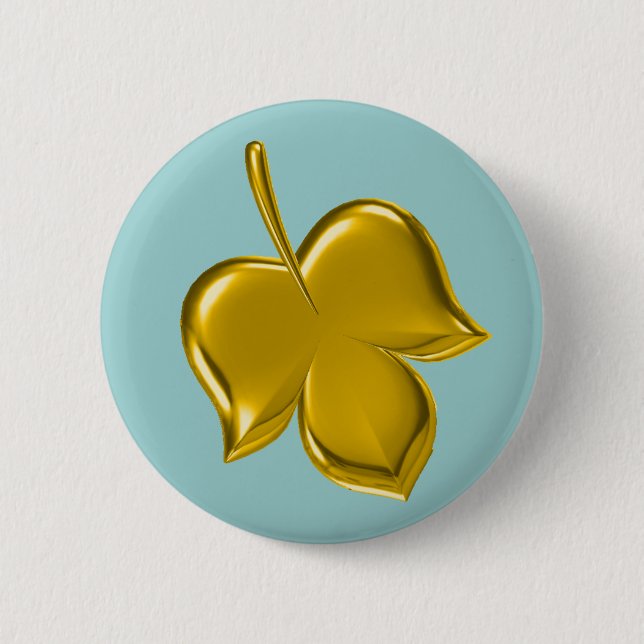 GOLDEN LEAF 6 CM ROUND BADGE (Front)