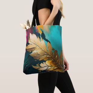 Golden Leaf – Abstract Botanical Modern Art Tote Bag