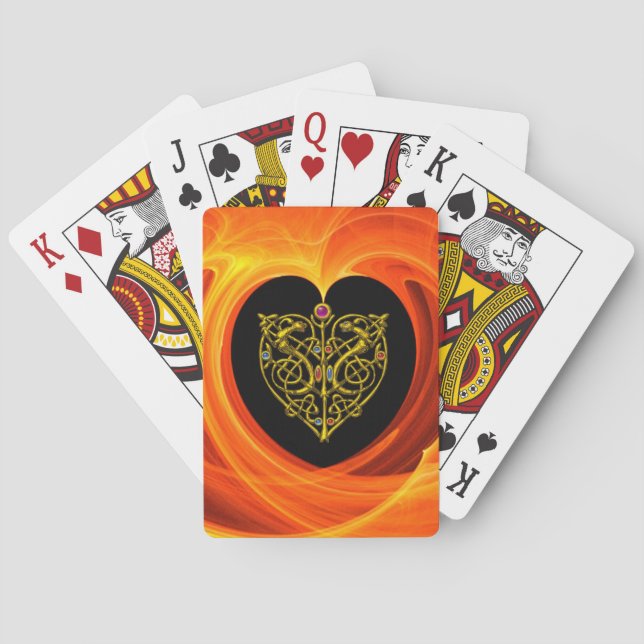 GOLDEN LEAF,  black orange yellow Playing Cards (Back)