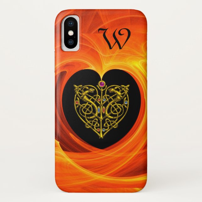 GOLDEN LEAF,  CELTIC KNOTS black orange yellow Case-Mate iPhone Case (Back)