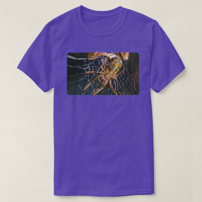 Golden Leaf Curling Spider T-Shirt (Design Front)