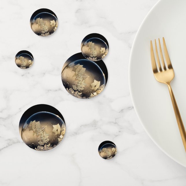 Golden Leaf Filled Bubble in Snow Confetti (Group)