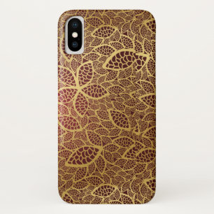 Golden leaf lace on red background Case-Mate iPhone case
