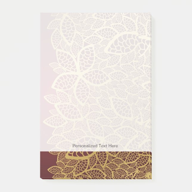 Golden leaf lace on red background post-it notes (Front)