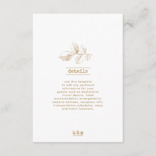 Golden Leaf Wedding Details 2 ID655 Enclosure Card