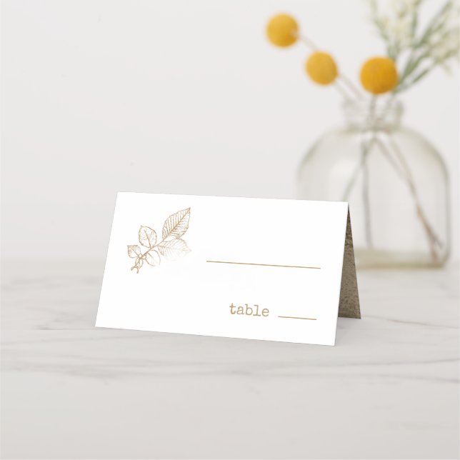 Golden Leaf Wedding ID655 Place Card (Front)