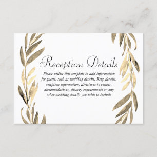 Golden Leaf Wreath Wedding Reception details Enclosure Card
