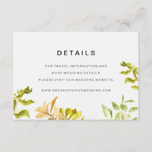Golden Leafy Bower Wedding Details Enclosure Card