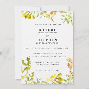 Golden Leafy Bower Wedding Invitation