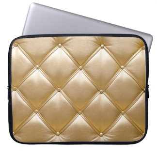 Golden Leather Upholstery Closeup Laptop Sleeve