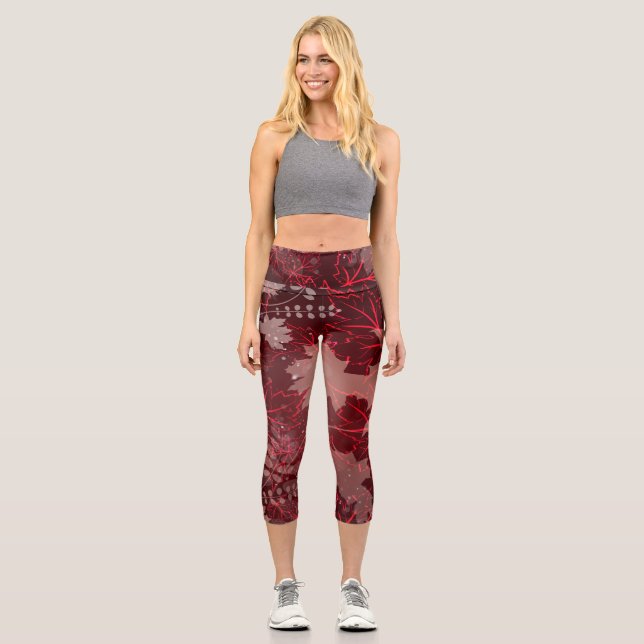 Golden Leaves 1 Capri Leggings (Front)