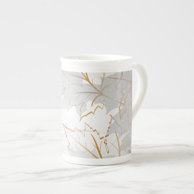 Golden Leaves 3 Bone China Mug (Front Right)