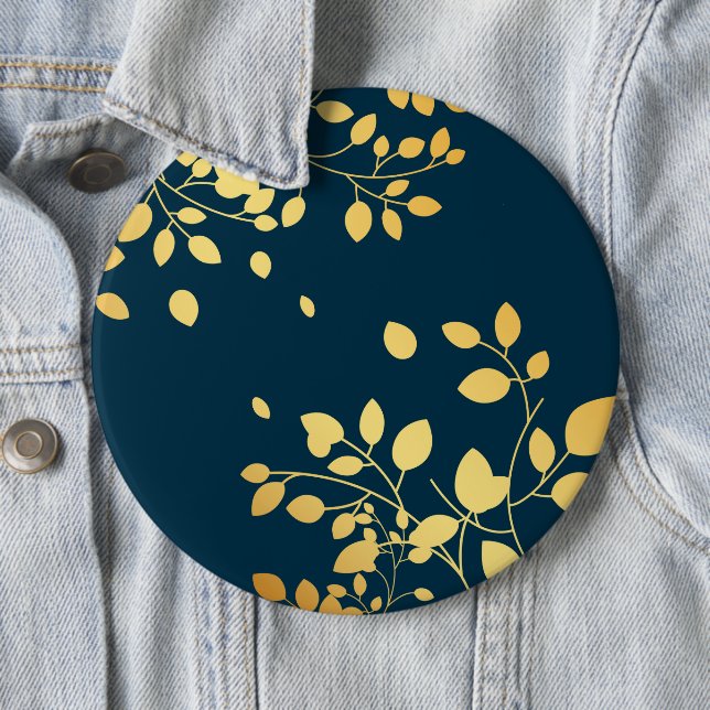 Golden Leaves 8 6 Cm Round Badge (In Situ)