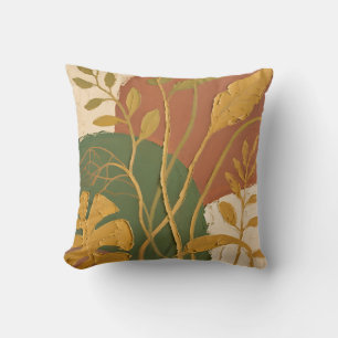 Golden Leaves Abstract Cushion