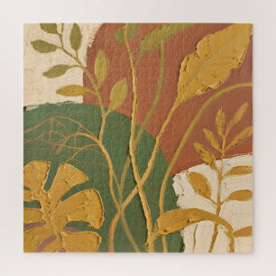 Golden Leaves Abstract Jigsaw Puzzle