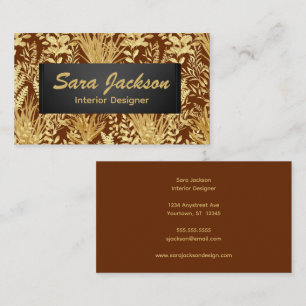 Golden Leaves and Grass Interior Design Artist Business Card