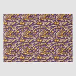 Golden Leaves and Pomegranates Purple Tissue Paper