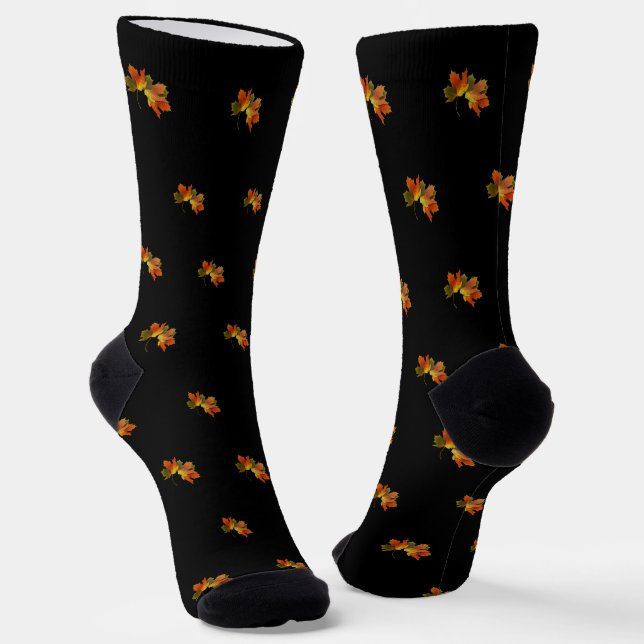 Golden Leaves Autumn Socks (Angled)